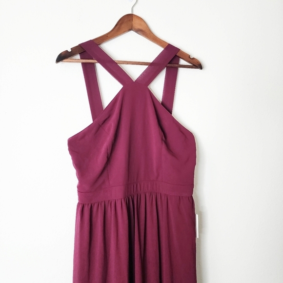 NWT Lulus Air Of Romance Burgundy Maxi Formal Bridesmaid Dress, Size XL - Picture 4 of 10